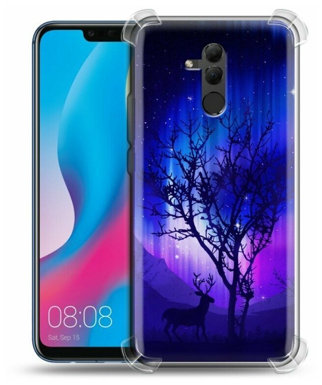 Дизайнерский силиконовый с усиленными углами чехол для Huawei Mate 20 Lite Северное сияние