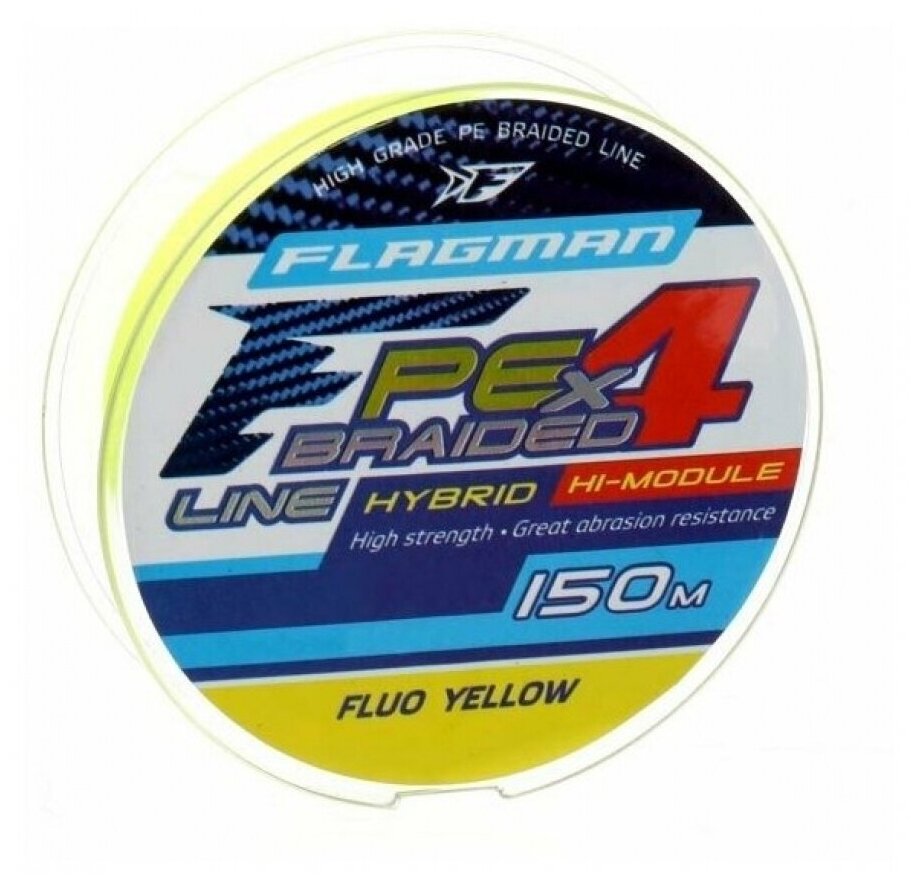 Шнур Flagman PE Hybrid F4 150м Fluo Yellow 0.12мм