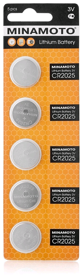 Батарейка Minamoto CR2025 BL5 Lithium 3V (5/100/5000) 5шт/блистер