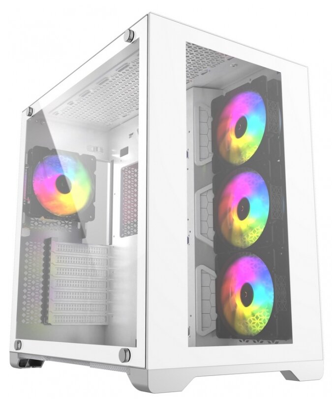 Б/У Корпус Powercase Vision White, Tempered Glass, 4х 120mm 5-color fan, белый, ATX (CVWA-L4)