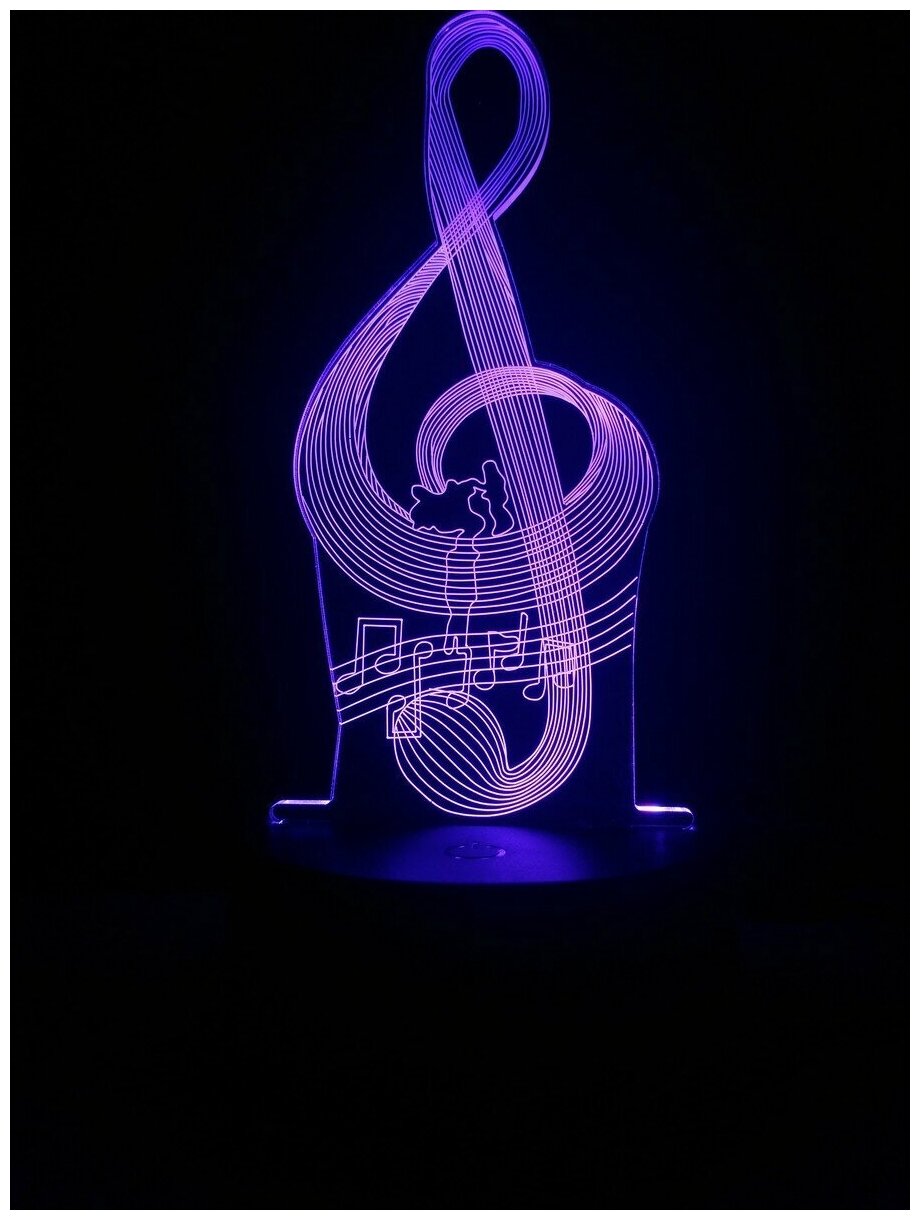 Светодиодный ночник 3Д "Скрипичный ключ" - фотография № 6