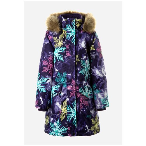 фото Пальто для девочки huppa mona 2, тёмно-лилoвый с принтом 24173, размер 152
