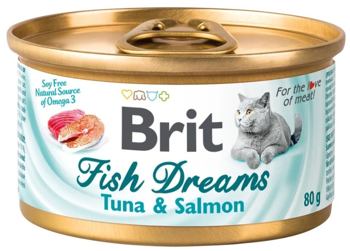 Консервы Brit Fish DreamsTuna & Salmon для кошек тунец и лосось 80г