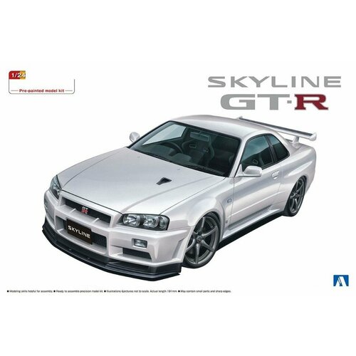 Сборная модель предокрашенная Nissan Skyline R34 Spec II BNR34 GT-R V-spec 2000 White, масштаб 1/24, AOSHIMA 06558 сборная модель aoshima 99s silvia s15 spec r 99 1 24