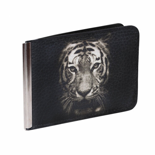 Зажим для купюр Eshemoda, фактура зернистая, матовая, черный