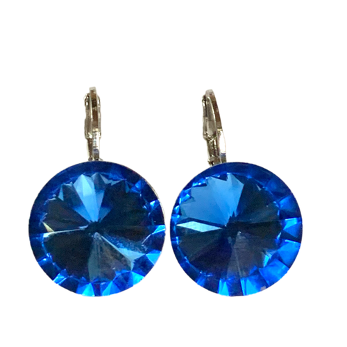 фото Серьги пусеты , кристаллы swarovski, размер 14 мм, синий my lollipop