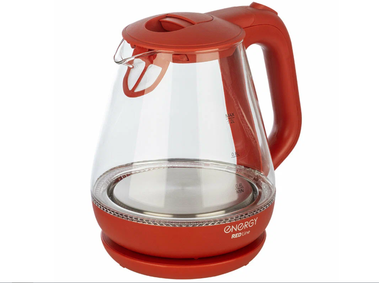 Чайник Energy E-205 красный/стекло (164144)