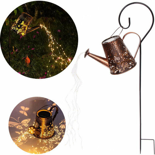 Светильник дачный на солнечной батарее Чайник Бабочки 3014515 см 36 ламп LED 6 нитей длина 60 см подставка 80 см 2669₽