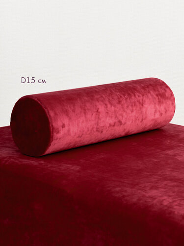 Изображение товара Подушка валик под ноги колени 15 см, велюровый для массажа на кушетку, красный