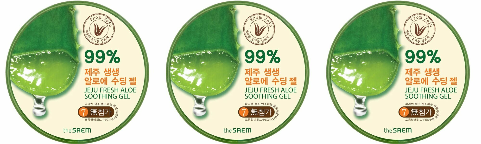 THE SAEM Гель для тела с алоэ увлажняющий Jeju Fresh Aloe Soothing Gel, 300 мл, 3 шт