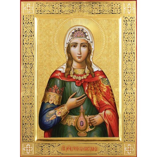 святая фотиния самарянка маленькая икона в посеребренной раме 4 5 х 5 5 см Святая Светлана (Фотиния) деревянная икона на левкасе 40 см