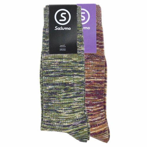 Носки Soclumo Комплект носков Soclumo 2 пары, 2 пары, размер 41-45, зеленый, оранжевый, фиолетовый
