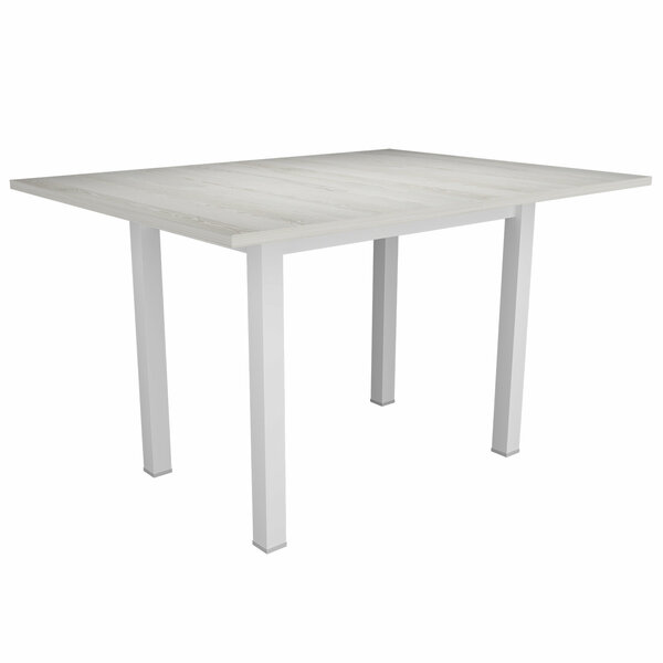 Стол обеденный Боровичи-мебель раскладной (прямая ножка) Белый/Сосна белая 02689