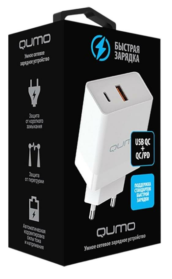 Сетевое зарядное устройство QUMO Energy light PD 20W, 1USB Type-C белый