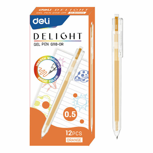 Deli Ручка гелевая Delight EG118 0.5 мм OR цвет чернил: оранжевый