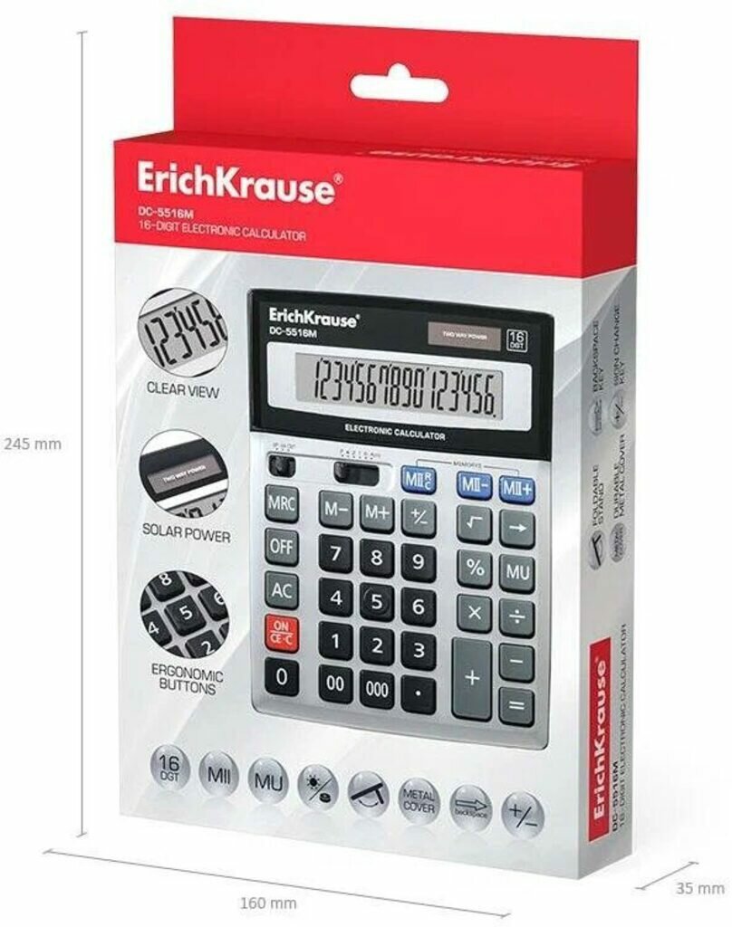 Калькулятор Erich Krause 16-разрядов DC-5516M - фото №8