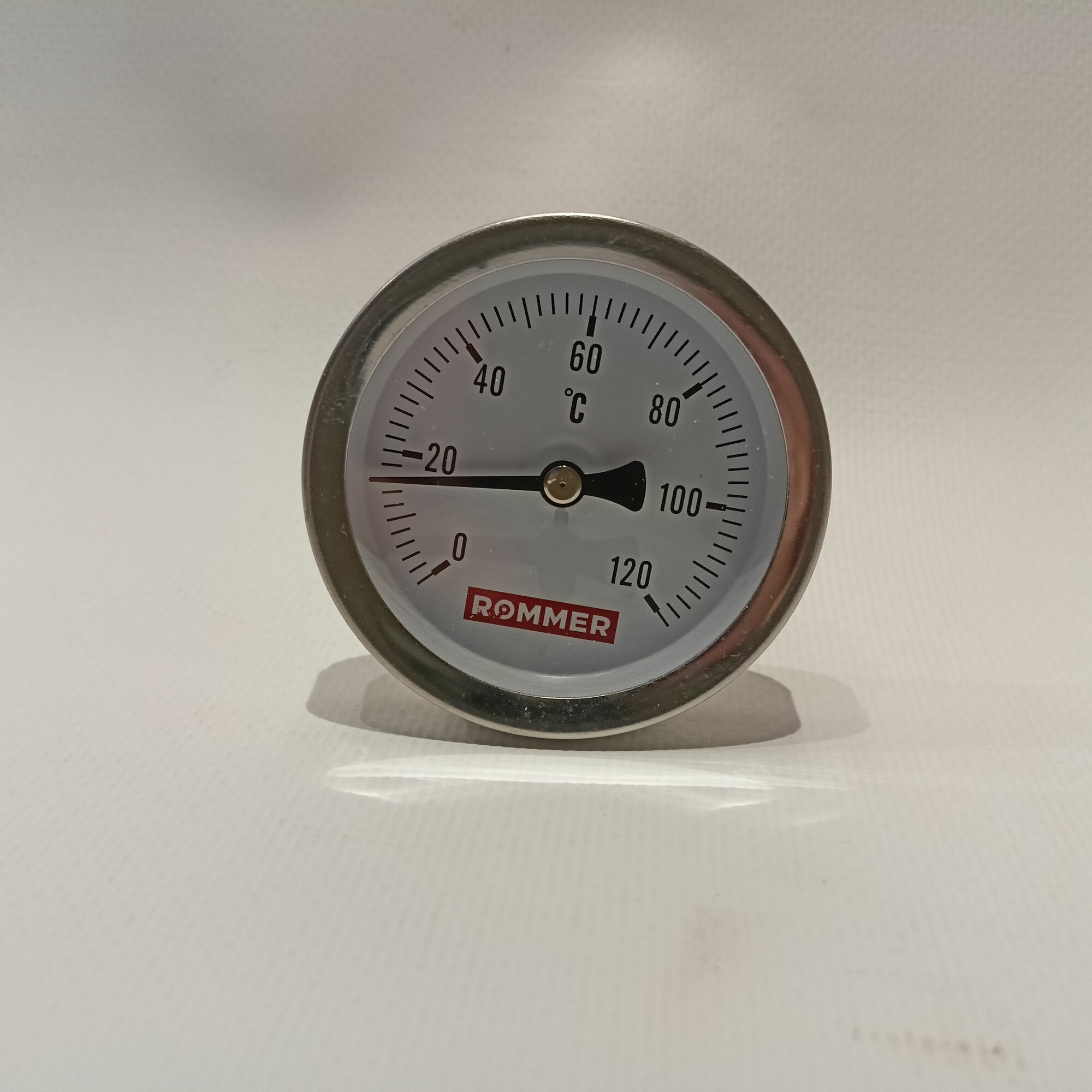 фото Термометр биметаллический с погружной гильзой 1/2", ROMMER