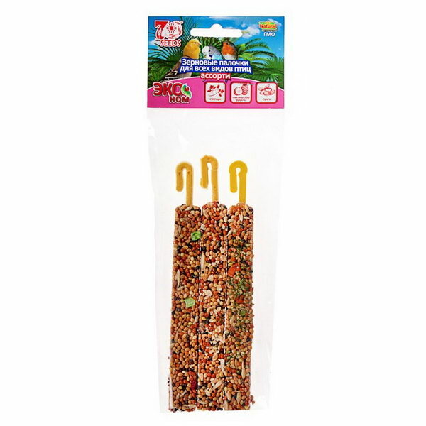 Палочки Эконом для птиц овощи/тропические фрукты/орех 3 шт 75 г