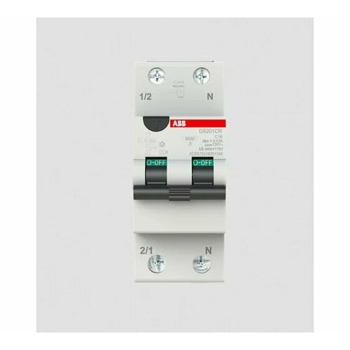 Автомат дифференциальный ABB DS201CR C16А 30mA тип АС однофазный 6кА, 2CSR755080R1164