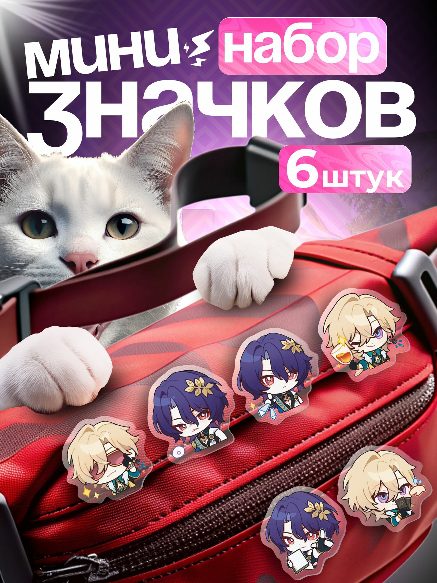 Значки на рюкзак набор игра Honkai Star Rail Авантюрин Рацио