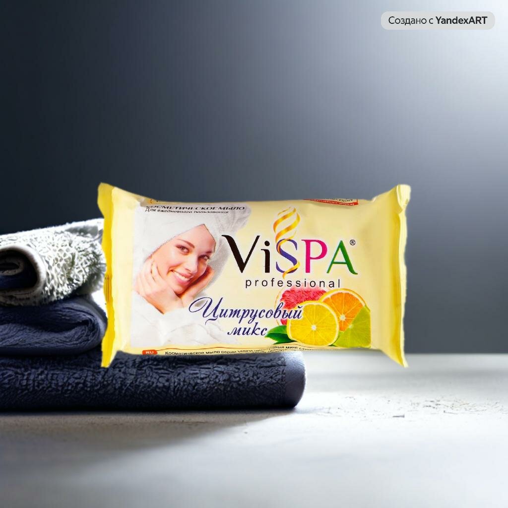 Мыло Туалетное Твердое косметическое мыло "Цитрусовый микс" от бренда "VISPA" весом 170 грамм