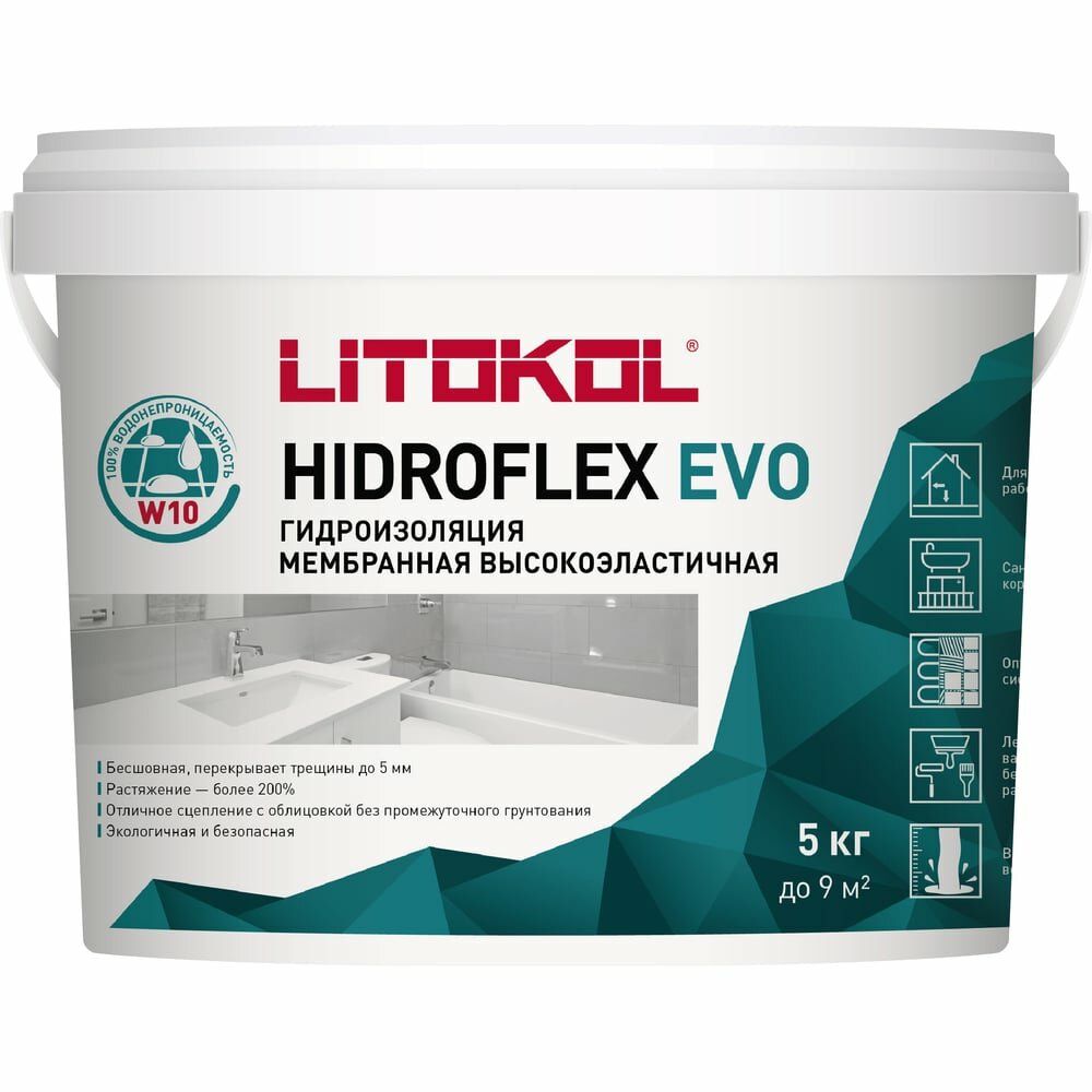 Мастика LITOKOL HIDROFLEX-гидроизоляция 5 кг bucket 482570002