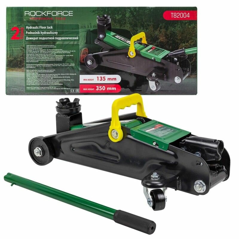 Домкрат подкатной гидравлический 2 тонны (h min 135мм, h max 350мм) ROCKFORCE