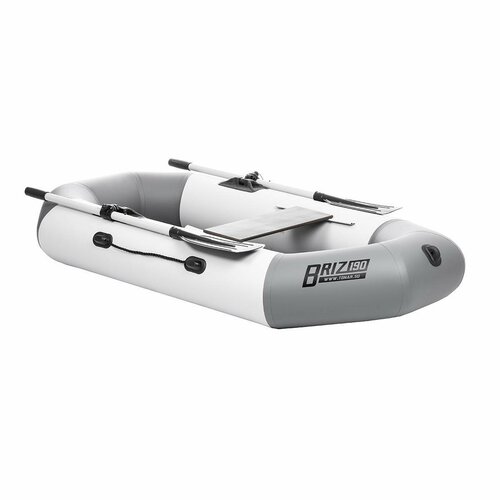 Лодка надувная для рыбалки Тонар Бриз 190 с веслами бело/серый