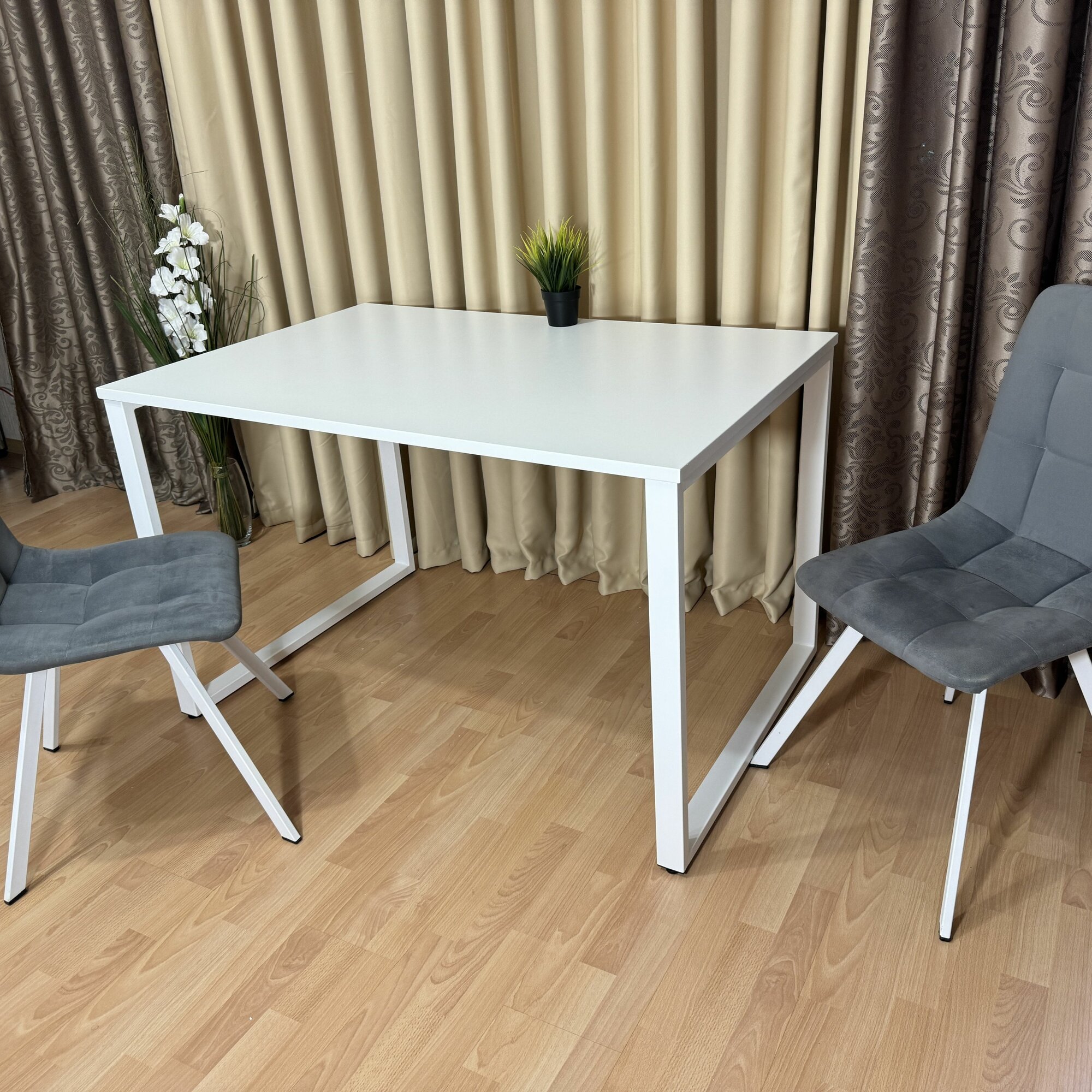 Письменный стол лофт Белый 120*80 см. Белые ножки — фото 1