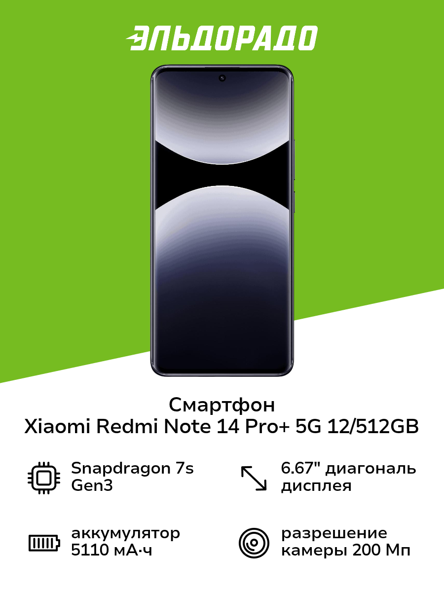 Смартфон Xiaomi Redmi Note 14 Pro+ 5G 12/512GB Midnight Black