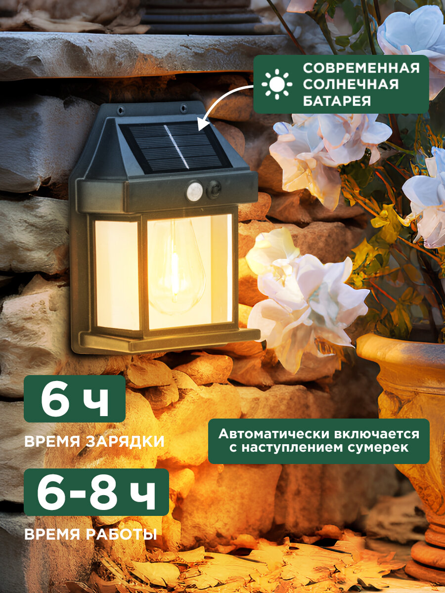 Светильник садовый Кингс, 3000К, встроенный аккумулятор, солнечная панель, коллекция Лондон REXANT — фото 1