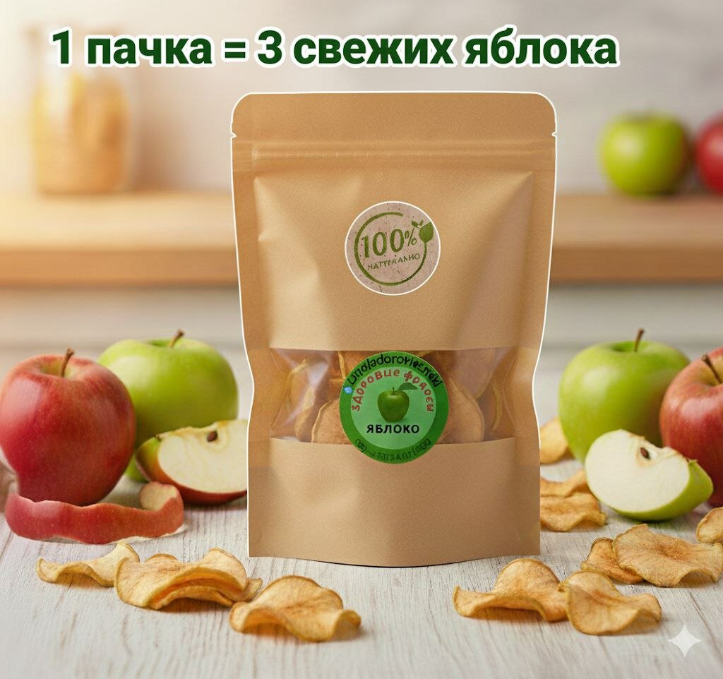 Фрипсы YUMMIUZ, чипсы из натурального сушеного яблока, без сахара, 30 г