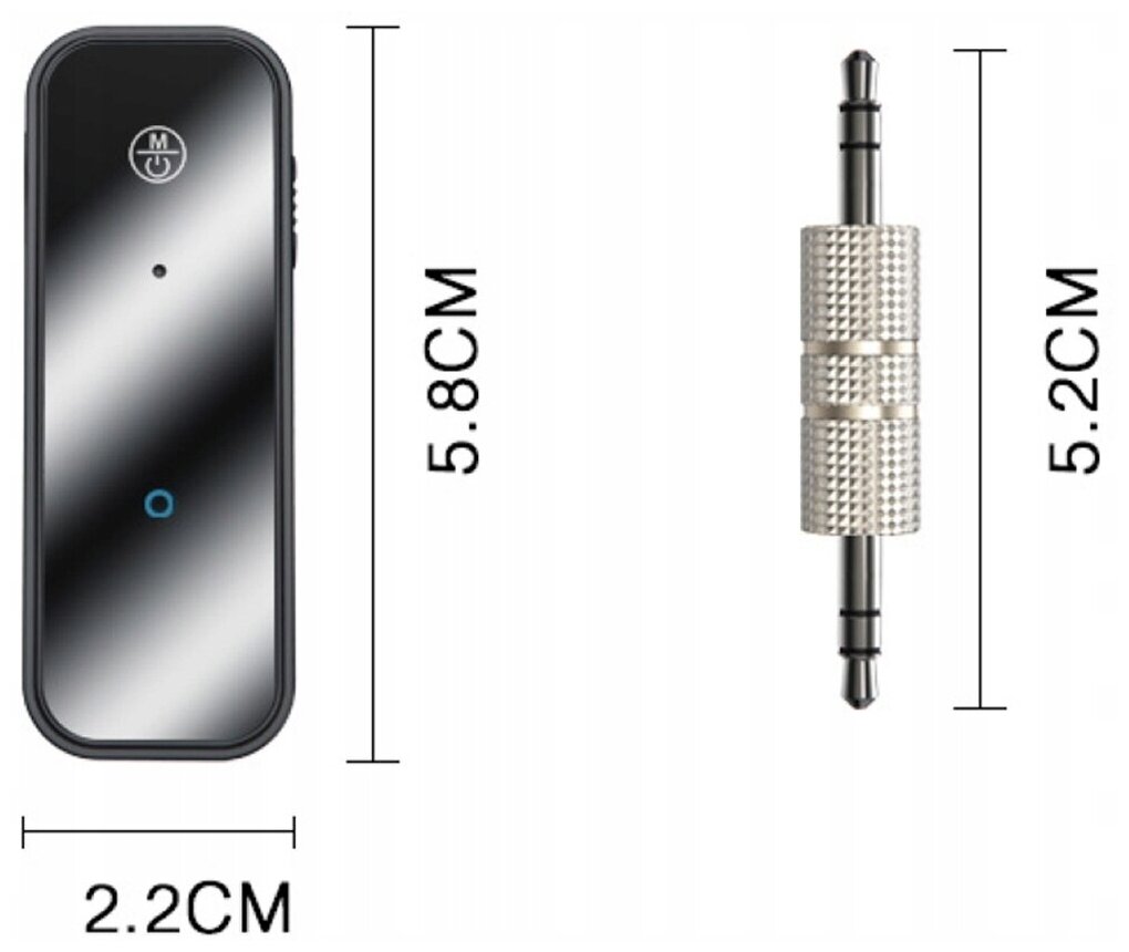 Bluetooth-приемник аудио адаптер Yesido YAU25 AUX 35mm 140 mAh Bluetooth 50 Черный