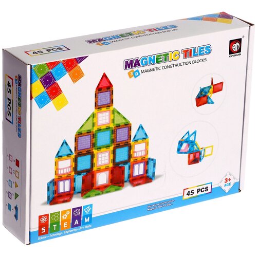 Конструктор Xinbida Magnetic Tiles 9912, 45 дет.