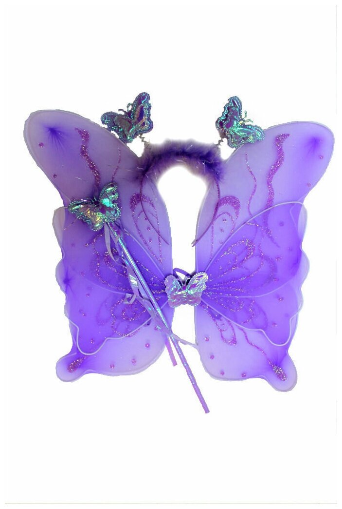 Набор (Крылья бабочки ободок волшебная палочка) фиолетовый 46см