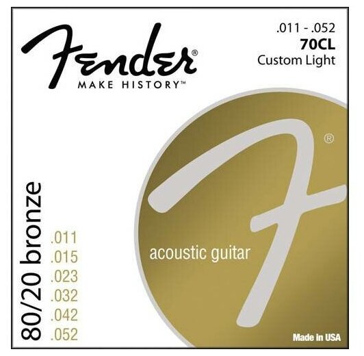 FENDER STRINGS NEW ACOUSTIC 70CL 80/20 BRONZE 11-52, струны для акустической гитары, бронза