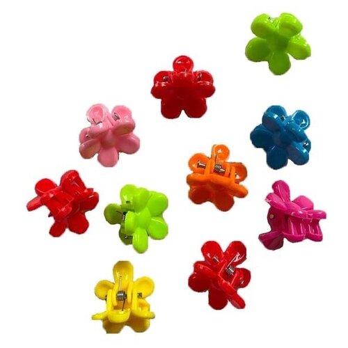 Заколка мини для волос (набор 12 шт.) детские крабики разноцветные