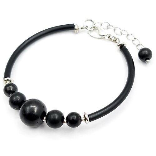 фото Браслет мемори с бусиной-подвеской 6 мм планета шунгита