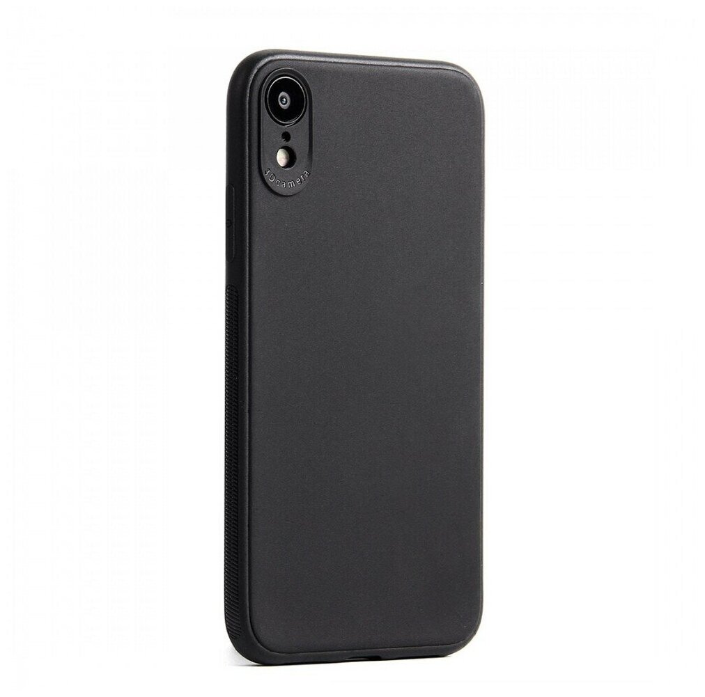 Чехол для iPhone XR черный силиконовый с защитой камеры, черный