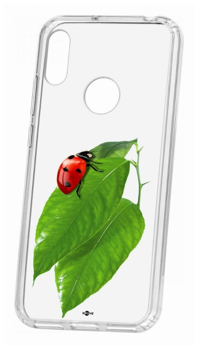 Чехол для Huawei Y6 2019 Kruche Print Ladybug, пластиковая накладка, силиконовый бампер с защитой камеры, защитный прозрачный кейс с рисунком