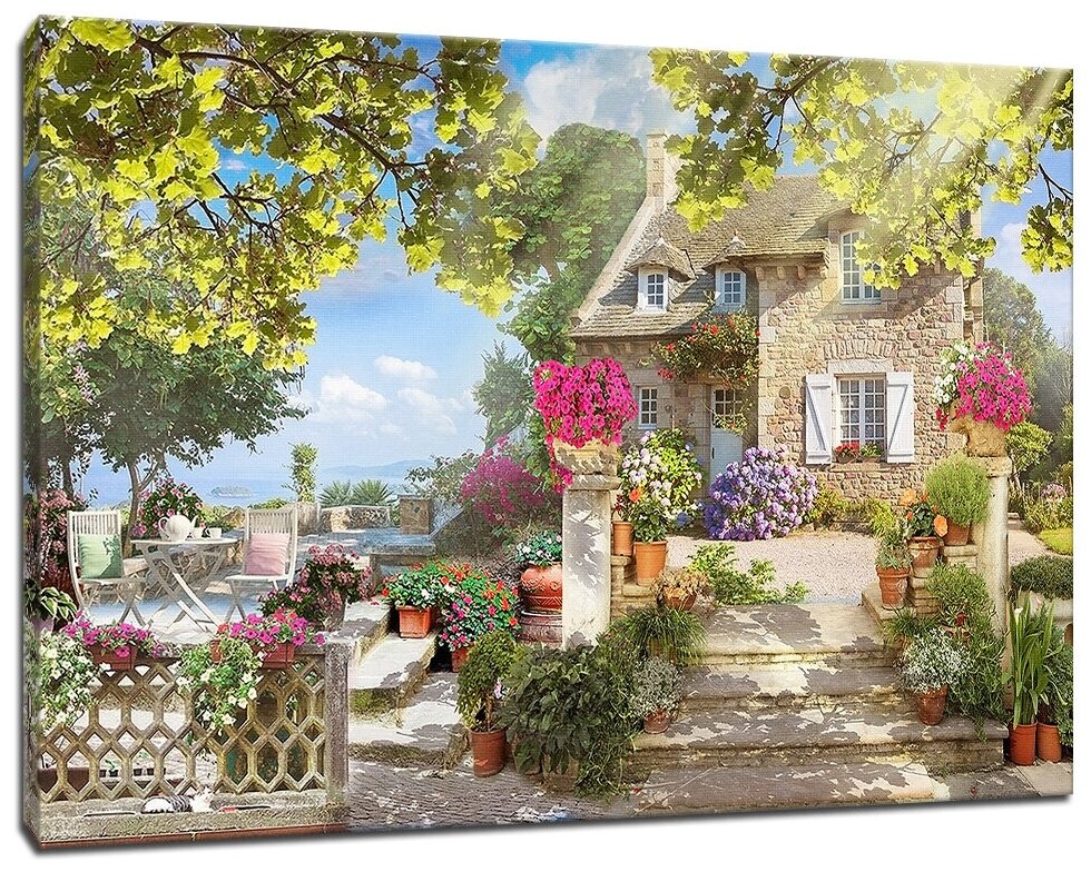 Картина Уютная стена "Солнечная терраса у дома" 90х60 см