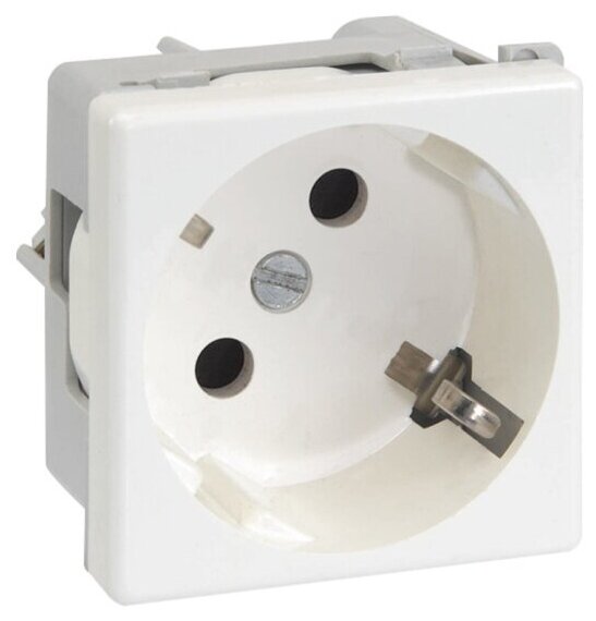 Механизм розетки Simon 1 м СП 2мод  Connect 16А IP20 250В с заземл  модуль K45 винт  клеммы бел  K01 9