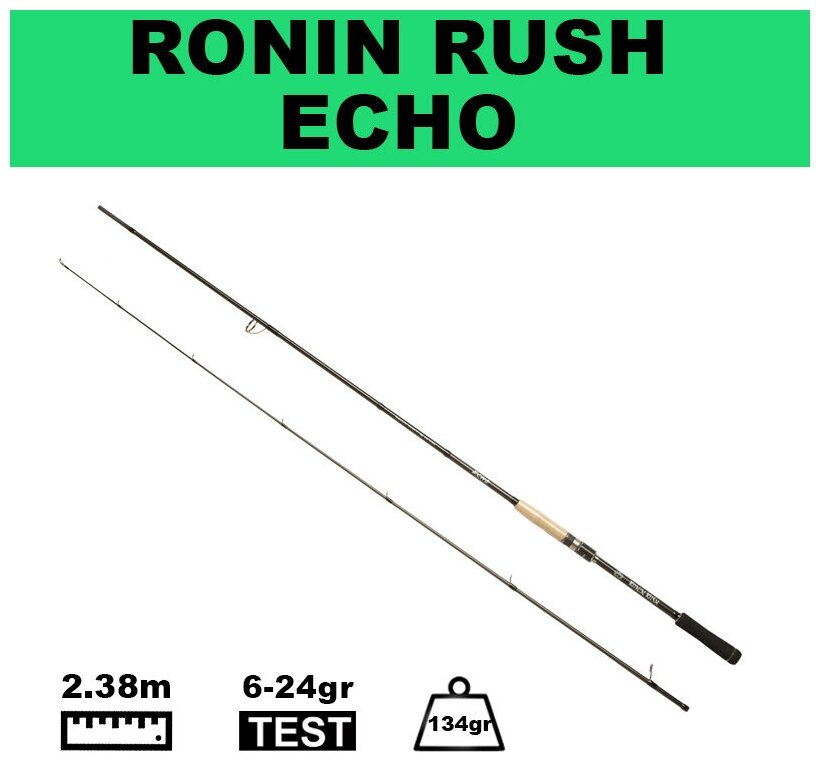 Универсальный спиннинг джиг + твич RONIN RUSH Echo 782ML, 6-24g / 2.38m / 2 / 8-18lb / Fast