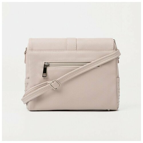 фото Сумка-мессенджер на клапане, наружный карман, 2 боковых кармана, цвет бежевый textura