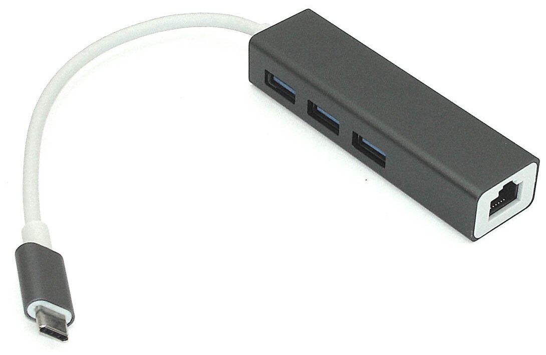 Адаптер Type-C на USB 3.0*3 + RJ45 серый