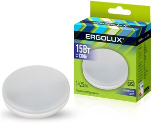 Эл.лампа светодиодная LED-GX53-15W-GX53-6K (15Вт=130Вт 1425Lm 6500К 180-240) Ergolux