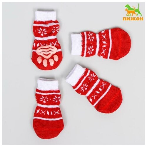Носки нескользящие Снежинки с меховой опушкой L 355 8 см набор 4 шт 750₽