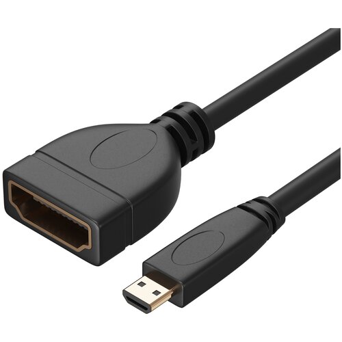 Адаптер-переходник GSMIN RT-28 Micro - HDMI (M) - HDMI (F) (10 см) (Черный)