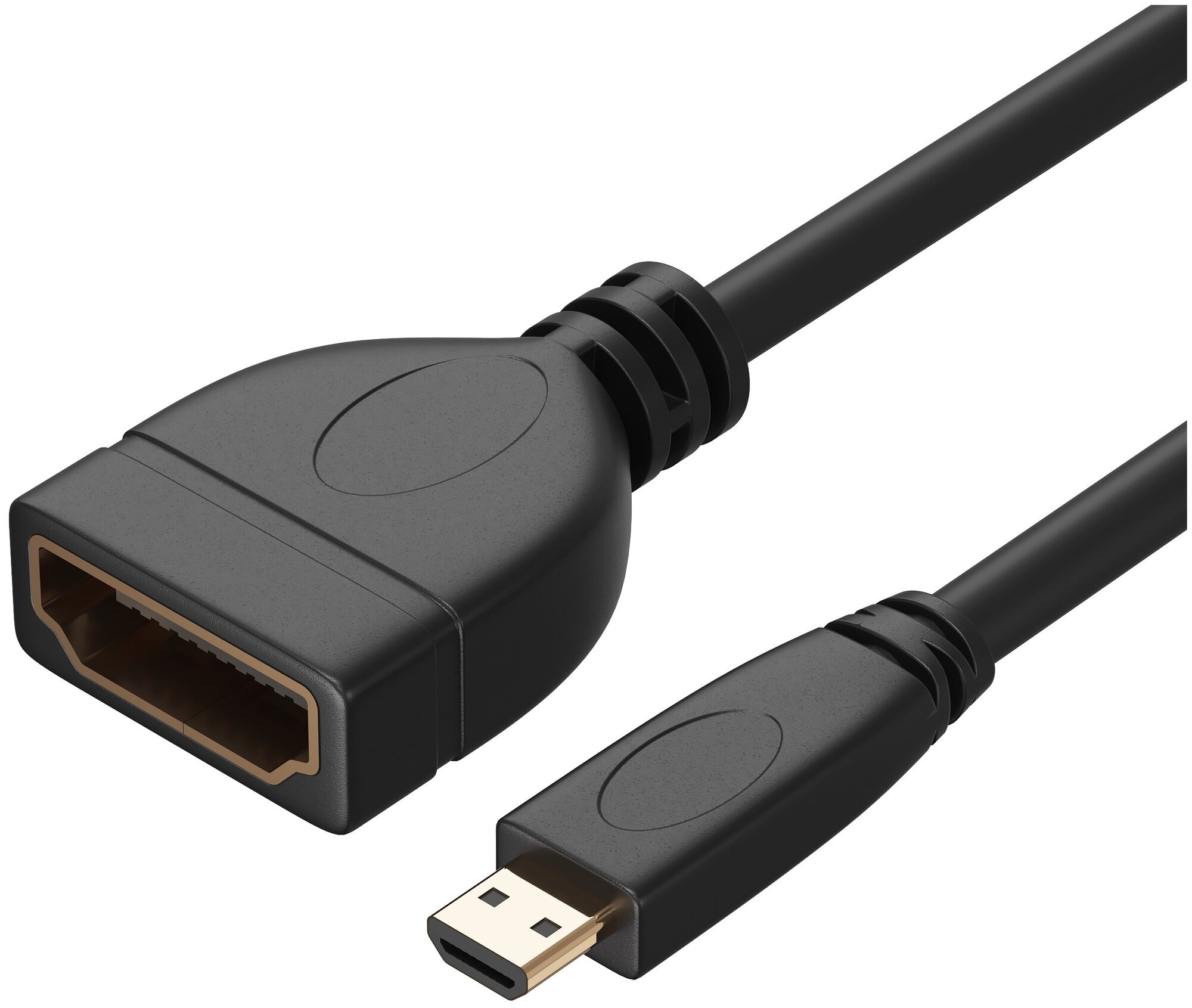 Адаптер-переходник GSMIN RT-28 Micro - HDMI (M) - HDMI (F) (10 см) (Черный)