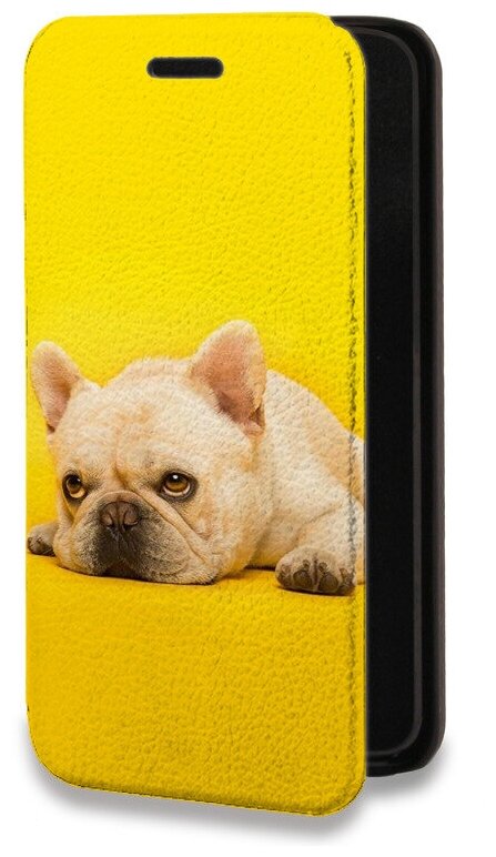 Дизайнерский горизонтальный чехол-книжка для Хуавей П Смарт 2021 / Huawei P Smart (2021) Собака бульдог